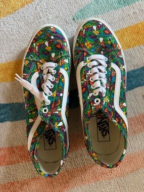 Vans Green Multi Floral Skate Shoes